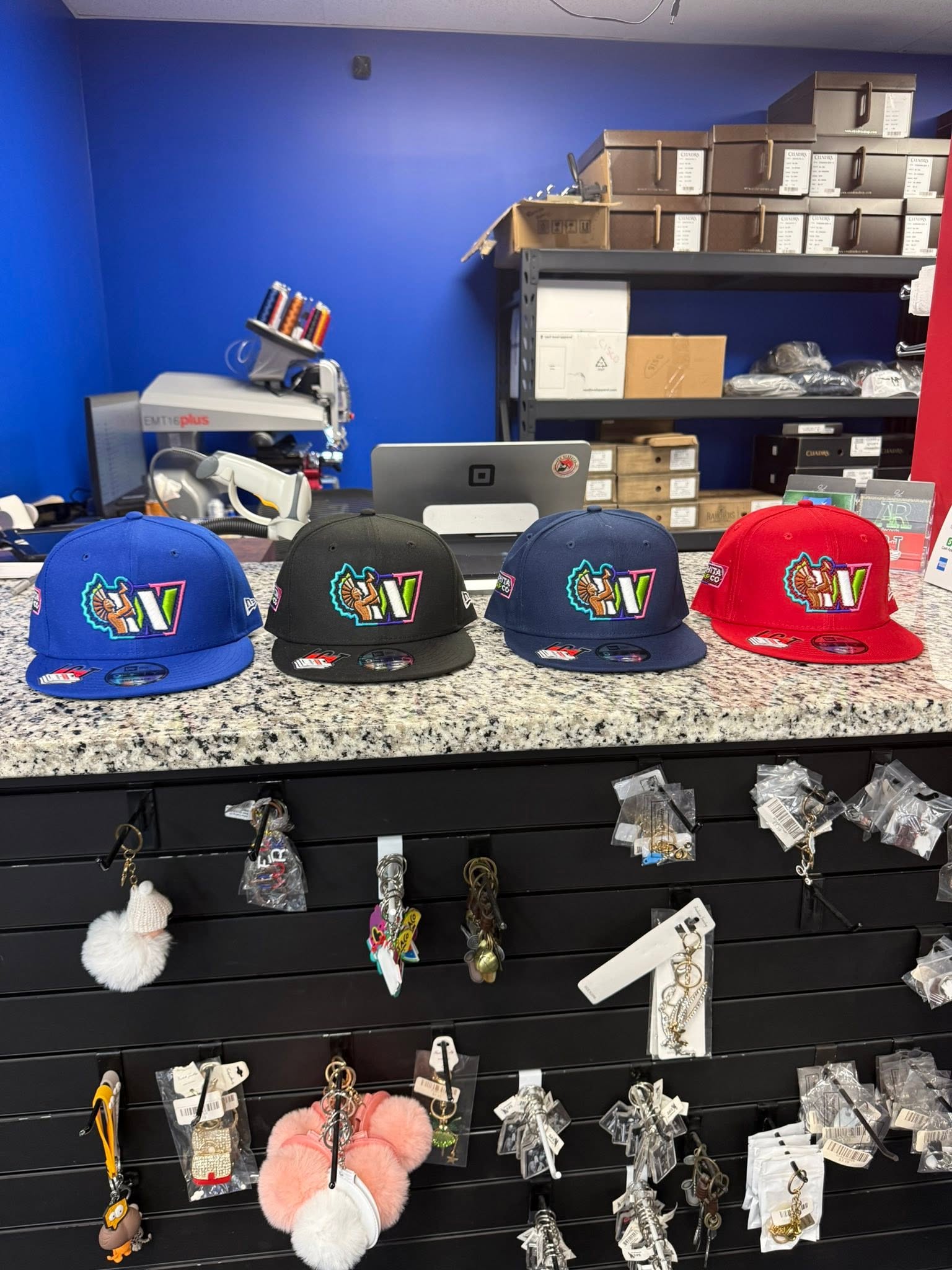Custom embroidered hats made at Wichita Wrap Co